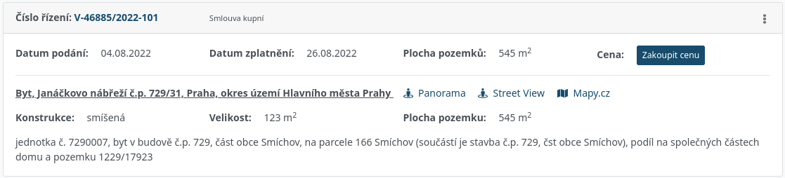 Transakce bez zakoupené ceny